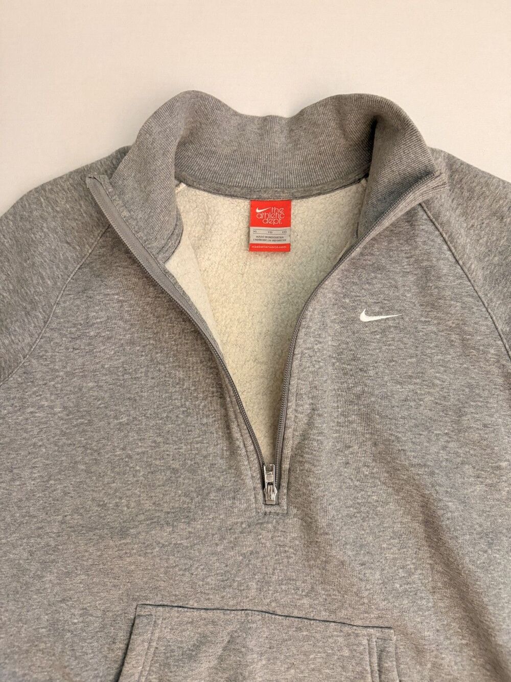 Vintage Nike The Athletic Dept Quarter Zip Fleece Sweatshirt Gray Womens XL Y2K - Picture 3 of 11
